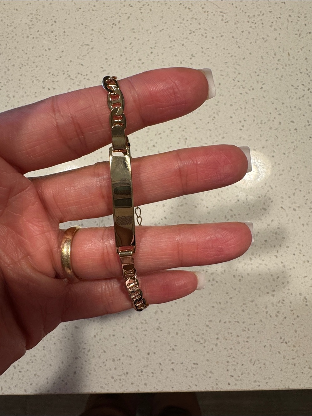 Gold-Tone Women's ID Bracelet - Classic Plate Link